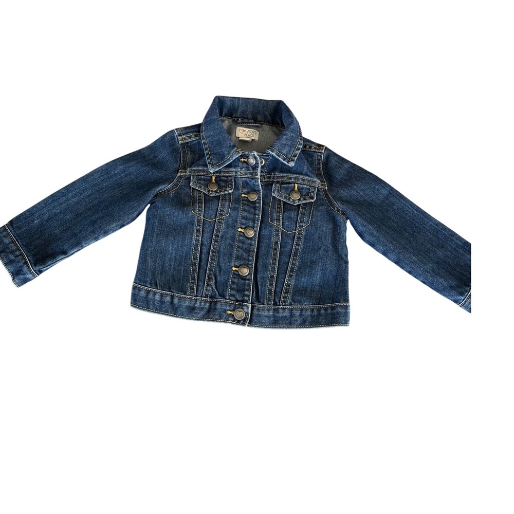 The Childrens Place 2T Denim Jean Jacket Heart Buttons Toddler Kid‎